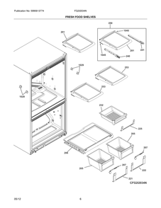 Fresh Food Shelves Diagram and Parts List for FG2I2034NR  Frigidaire Refrigerator