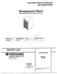 Dehumidifier Diagram and Parts List for 9320303A  Frigidaire Dehumidifier