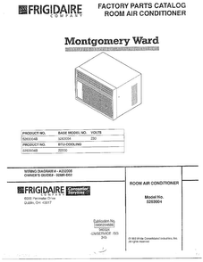 Air Conditioner Front Cover Diagram and Parts List for 5263004B  Frigidaire Air Conditioner