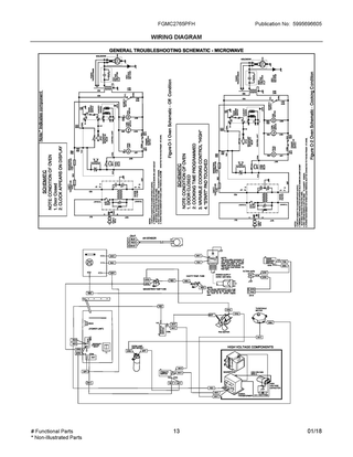 Wiring Diagram Diagram and Parts List for FGMC2765PFH  Frigidaire Microwave Oven Combo