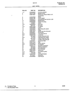 Unit Parts Page 2 Diagram and Parts List for 93101C  Frigidaire Dehumidifier