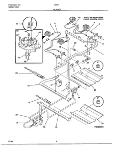 Burner Diagram and Parts List for 285847C  Frigidaire Range