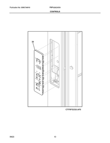 Part Location Diagram of 5304530967 Frigidaire USER INTERFACE