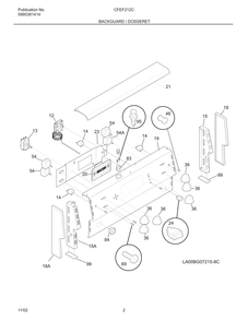 Backguard / Dosseret Diagram and Parts List for CFEF212CS1  Frigidaire Range