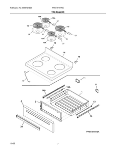 Top/Drawer Diagram and Parts List for FFEF3016VSE  Frigidaire Range