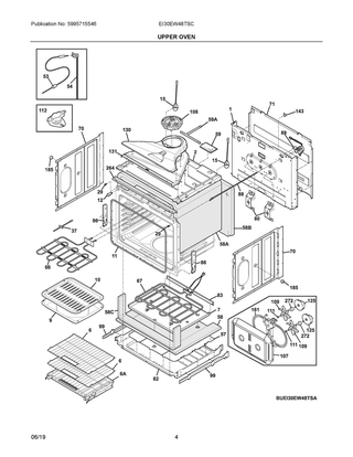 Upper Oven Diagram and Parts List for EI30EW48TSC  Frigidaire Wall Oven