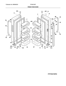 Fresh Food Doors Diagram and Parts List for FFHN2740PE8A  Frigidaire Refrigerator
