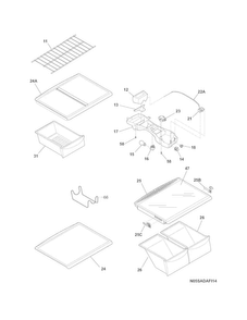 Shelves Diagram and Parts List for CFHT1843LW8  Frigidaire Refrigerator