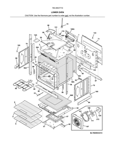 Lower Oven Diagram and Parts List for 79049537710  Kenmore Wall Oven