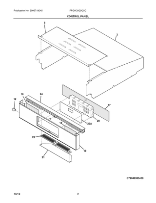 Control Panel Diagram and Parts List for FFGW2425QSC  Frigidaire Wall Oven