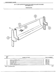 30" Floor Supported Backguard Diagram and Parts List for 4409A  Frigidaire Range