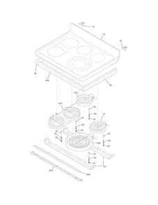Main Top Diagram and Parts List for CGEF308TNF1  Frigidaire Range
