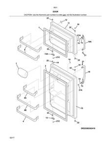 Door Diagram and Parts List for 25360312414  Kenmore Refrigerator