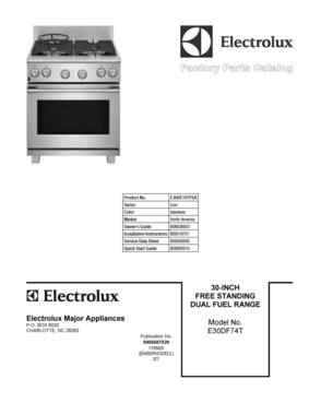 01 - COVER SHEET Diagram and Parts List for E30DF74TPSA  Frigidaire Range