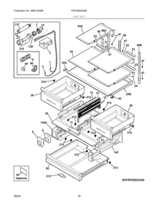 Shelves Diagram and Parts List for FRFS2823AS6  Frigidaire Refrigerator