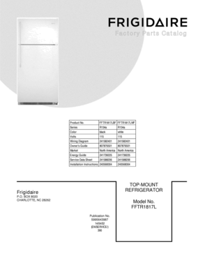01 - COVER Diagram and Parts List for FFTR1817LBF  Frigidaire Refrigerator