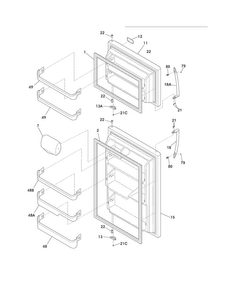 Doors Diagram and Parts List for FFHI2126LS3  Frigidaire Refrigerator