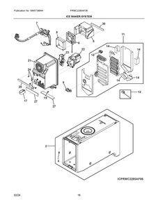 Ice Maker System Diagram and Parts List for PRMC2285AF06  Frigidaire Refrigerator
