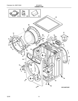 Cabinet/top Diagram and Parts List for EFLS527UIW1  Frigidaire Washer
