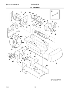 Ice Container Diagram and Parts List for FGHC2355PFAB  Frigidaire Refrigerator