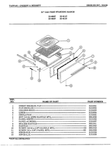 Broiler Door Diagram and Parts List for 32-0127  Frigidaire Range