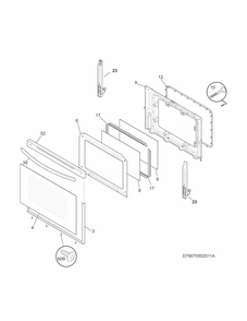 Door Diagram and Parts List for 79093012312  Kenmore Range