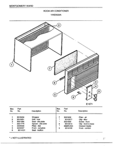 Room Air Conditioner Diagram and Parts List for 5629A  Frigidaire Air Conditioner