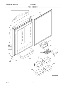 Fresh Food Door Diagram and Parts List for FG2I2034NR  Frigidaire Refrigerator