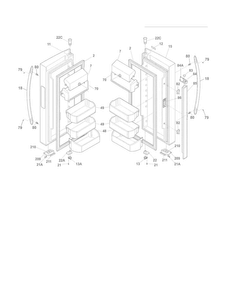 Fresh Food Door Diagram and Parts List for LGHN2844ME4  Frigidaire Refrigerator
