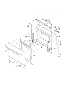 Door Diagram and Parts List for FFES3005LWD  Frigidaire Range