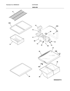 Shelves Diagram and Parts List for CGTR1825SP3A  Frigidaire Refrigerator