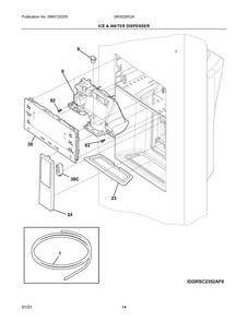 Ice And Water Dispenser Diagram and Parts List for GRSS2652AF0  Frigidaire Refrigerator