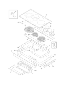 Main Top/surface Units Diagram and Parts List for EI36EC45KS2  Electrolux Cooktop