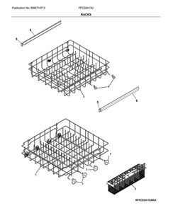 Racks Diagram and Parts List for FFCD2413UB2A  Frigidaire Dishwasher