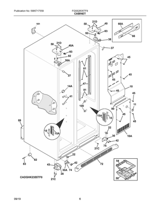 Cabinet Diagram and Parts List for FGSS2635TF9  Frigidaire Refrigerator