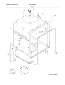 Tub Diagram and Parts List for DGCD2444SA0A  Frigidaire Dishwasher