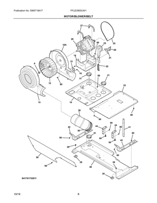 Motor/blower/belt Diagram and Parts List for FFLE3900UW1  Frigidaire Washer Dryer Combo