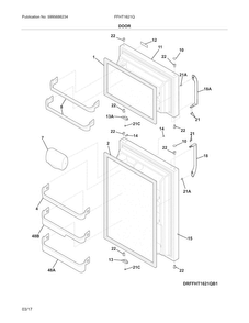 Ddor Diagram and Parts List for FFHT1621QW6  Frigidaire Refrigerator