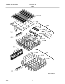 Racks Diagram and Parts List for FPID2498SF9A  Frigidaire Dishwasher
