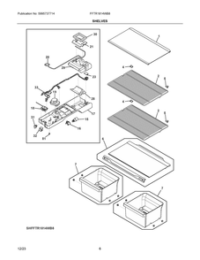 Shelves Diagram and Parts List for FFTR1814WB8  Frigidaire Refrigerator