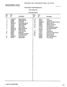 System Parts Page 2 Diagram and Parts List for 19844A  Frigidaire Refrigerator