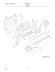 Door Diagram and Parts List for MRMF2200KM3  Frigidaire Range