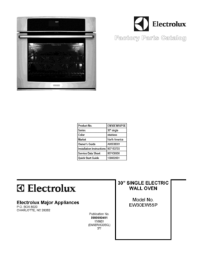 01 - COVER SHEET Diagram and Parts List for EW30EW55PSE  Frigidaire Wall Oven