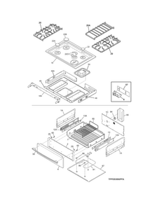 Top/drawer Diagram and Parts List for CPDS3085PFA  Frigidaire Range