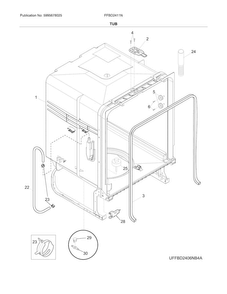Tub Diagram and Parts List for FFBD2411NW8B  Frigidaire Dishwasher