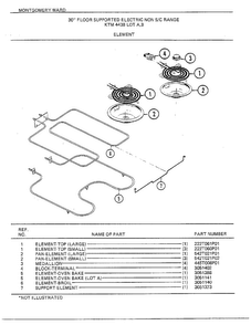 30" Floor/element Diagram and Parts List for 4438A  Frigidaire Range