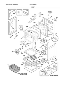 Body Diagram and Parts List for CGEF3058RFB  Frigidaire Range