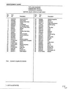 Motor, Idler, Drive And Pump Assembly Page 2 Diagram and Parts List for 6348A  Frigidaire Washer
