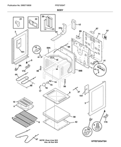 Body Diagram and Parts List for FFEF3054TWH  Frigidaire Range