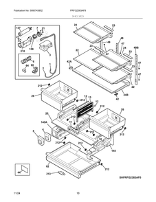 Shelves Diagram and Parts List for PRFG2383AF8  Frigidaire Refrigerator